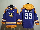 Men's Minnesota Vikings #99 Danielle Hunter Purple Yellow Ageless Must-Have Lace-Up Pullover Hoodie,baseball caps,new era cap wholesale,wholesale hats